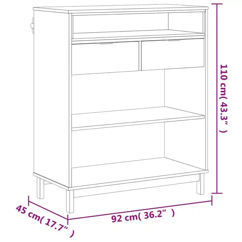 vidaXL FLAM Tavolo da Bar Rettangolare 92x45x110 cm, Tavolo Alto da Pub in Legno Massello di Pino Marrone con Ripiani, Robusto, Finitura Rovere