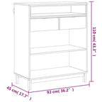 vidaXL FLAM Tavolo da Bar Rettangolare 92x45x110 cm, Tavolo Alto da Pub in Legno Massello di Pino Marrone con Ripiani, Robusto, Finitura Rovere