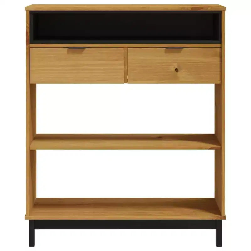 vidaXL FLAM Tavolo da Bar Rettangolare 92x45x110 cm, Tavolo Alto da Pub in Legno Massello di Pino Marrone con Ripiani, Robusto, Finitura Rovere