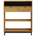 vidaXL FLAM Tavolo da Bar Rettangolare 92x45x110 cm, Tavolo Alto da Pub in Legno Massello di Pino Marrone con Ripiani, Robusto, Finitura Rovere