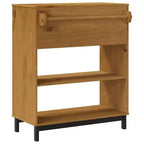 vidaXL FLAM Tavolo da Bar Rettangolare 92x45x110 cm, Tavolo Alto da Pub in Legno Massello di Pino Marrone con Ripiani, Robusto, Finitura Rovere