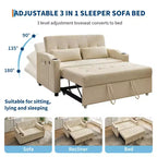 Divano letto convertibile 3 in 1, Divani in velluto a coste con letto estraibile, Schienale regolabile, Porta di ricarica, Divano moderno per soggiorno