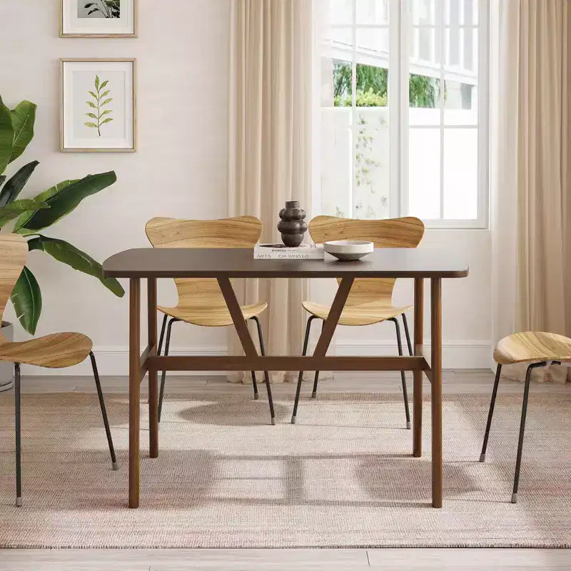 47 Tavolo da Pranzo per 4-6 Persone Tavolo da Cucina in Legno Tavolo da Cena Moderno con Robusta Struttura in Metallo per Sala da Pranzo Cucina Noce Scuro