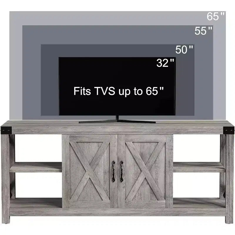 Mobile TV a X da 60 pollici per TV da 65 pollici - Mobile multimediale P2 ecologico con ripiani regolabili, moderno centro di intrattenimento per soggiorno e camera da letto