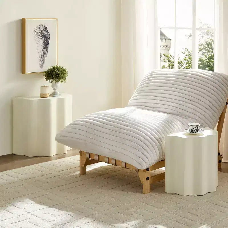 Set tavolino da caffè in fibra di vetro, tavolino da appoggio, tavolino d'accento, tavolino laterale, tavolino da cocktail, tavolino centrale, design con bordo ondulato, beige, nessun assemblaggio