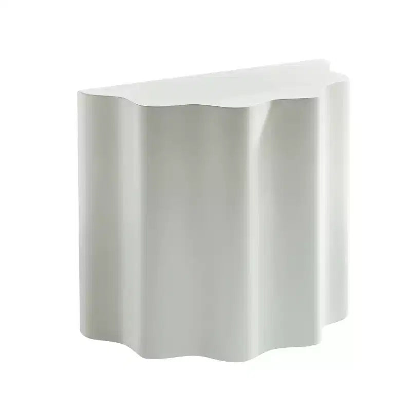 Set tavolino da caffè in fibra di vetro, tavolino da appoggio, tavolino d'accento, tavolino laterale, tavolino da cocktail, tavolino centrale, design con bordo ondulato, beige, nessun assemblaggio
