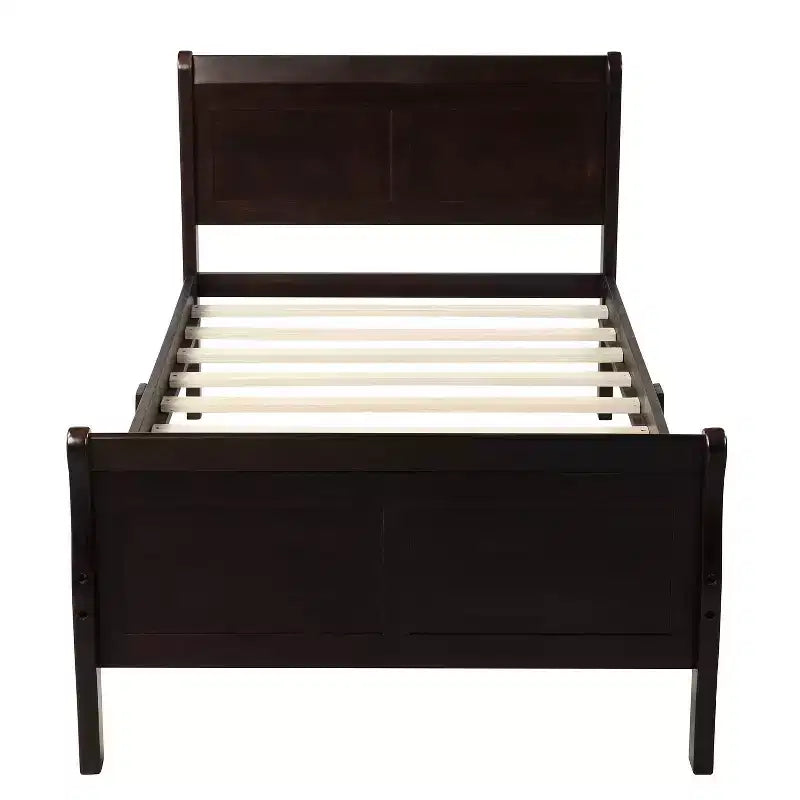 Letto a piattaforma in legno Letto singolo con testiera, pediera e doghe in legno