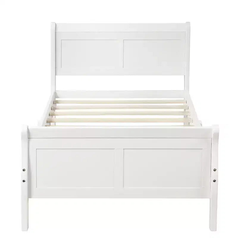 Letto a piattaforma in legno Letto singolo con testiera, pediera e doghe in legno