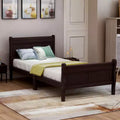 Wood Platform Bed Twin Bed Frame Mattress Foundation Sleigh Bed with Headboard Footboard and Wood Slat Support
