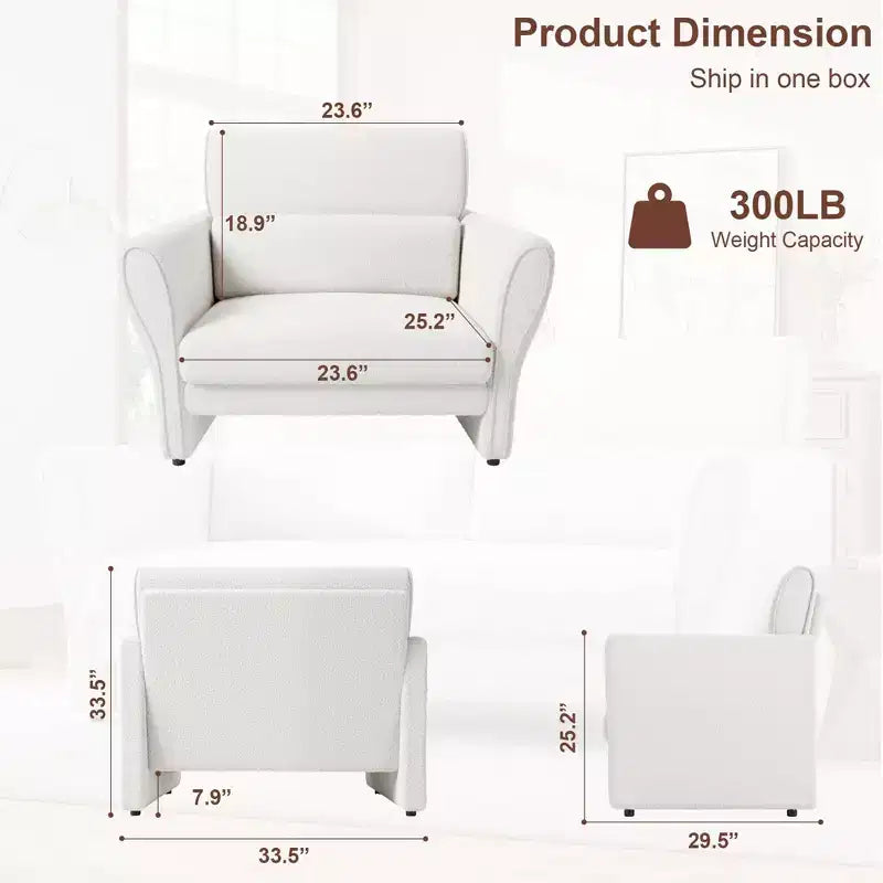 Poltrona in velluto stile Mid-Century per salotto, sedia imbottita per lettura