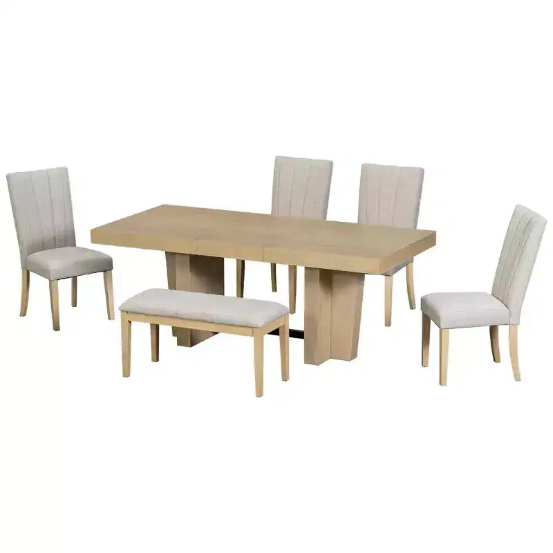Set da pranzo allungabile con panca e 4 sedie