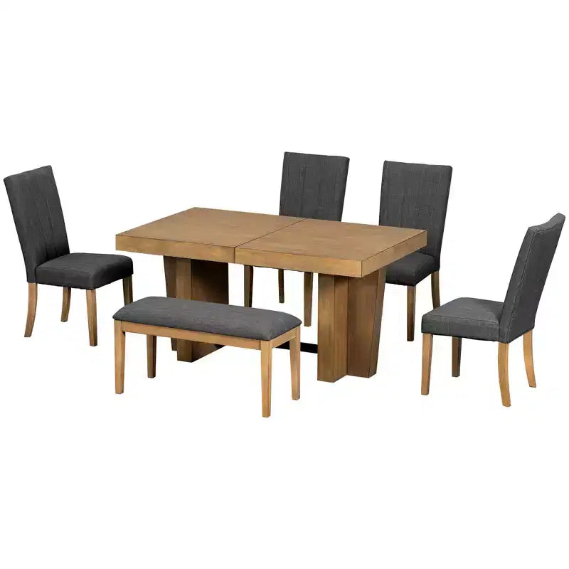 Set da pranzo allungabile con panca e 4 sedie
