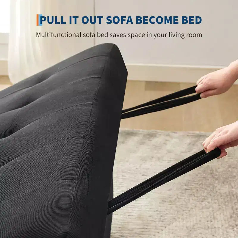 Divano letto convertibile 3 in 1, divano moderno rivestito, divanetto letto in velluto a coste con letto estraibile, schienale regolabile, per soggiorno