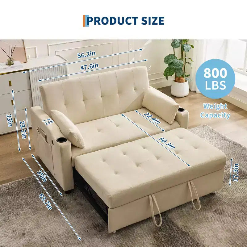 Divano letto convertibile 3 in 1, divano moderno rivestito, divanetto letto in velluto a coste con letto estraibile, schienale regolabile, per soggiorno