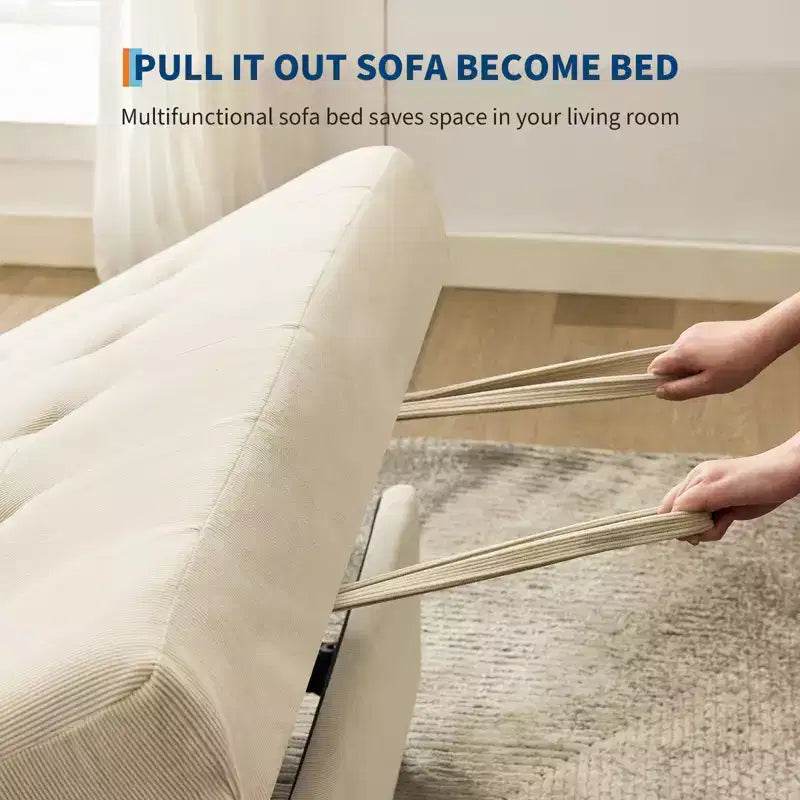 Divano letto convertibile 3 in 1, divano moderno rivestito, divanetto letto in velluto a coste con letto estraibile, schienale regolabile, per soggiorno