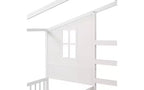 Letto a castello a forma di L in legno per bambini, con recinzione e rete a doghe per camera da letto