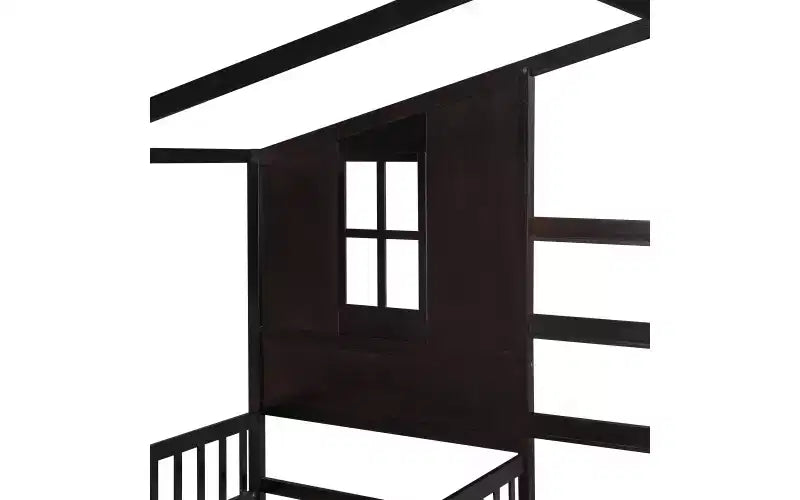 Letto a castello a forma di L in legno per bambini, con recinzione e rete a doghe per camera da letto