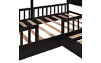 Letto a castello a forma di L in legno per bambini, con recinzione e rete a doghe per camera da letto