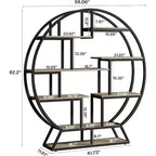 Libreria industriale da 63 pollici in legno con ripiani sfalsati, scaffale portaoggetti espositore per casa, ufficio, soggiorno, grigio