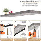Set di 3 mensole galleggianti da 140 cm da parete per bagno, decorazione da parete per camera da letto, cucina, soggiorno, porta libri