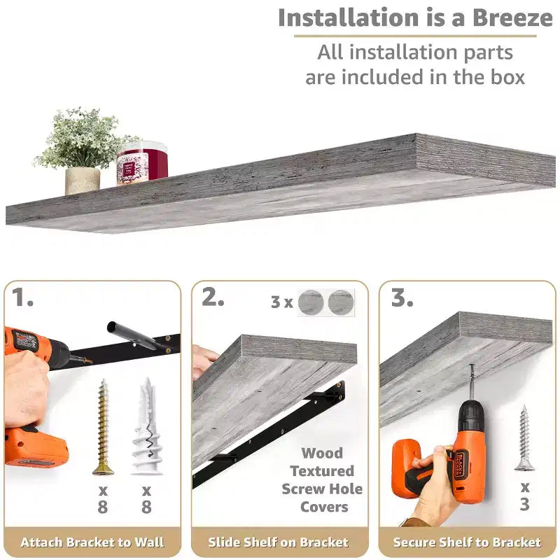 Set di 3 mensole galleggianti da 140 cm da parete per bagno, decorazione da parete per camera da letto, cucina, soggiorno, porta libri