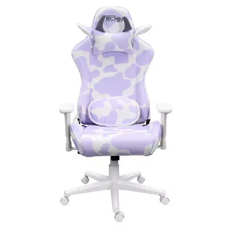 Sedia da gaming serie COW con stampa lavanda