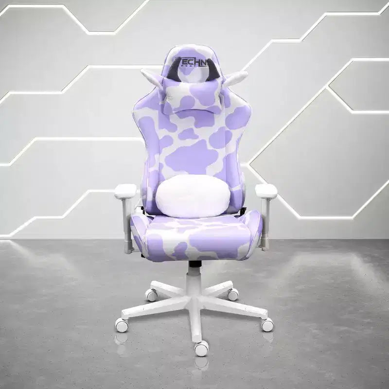 Sedia da gaming serie COW con stampa lavanda