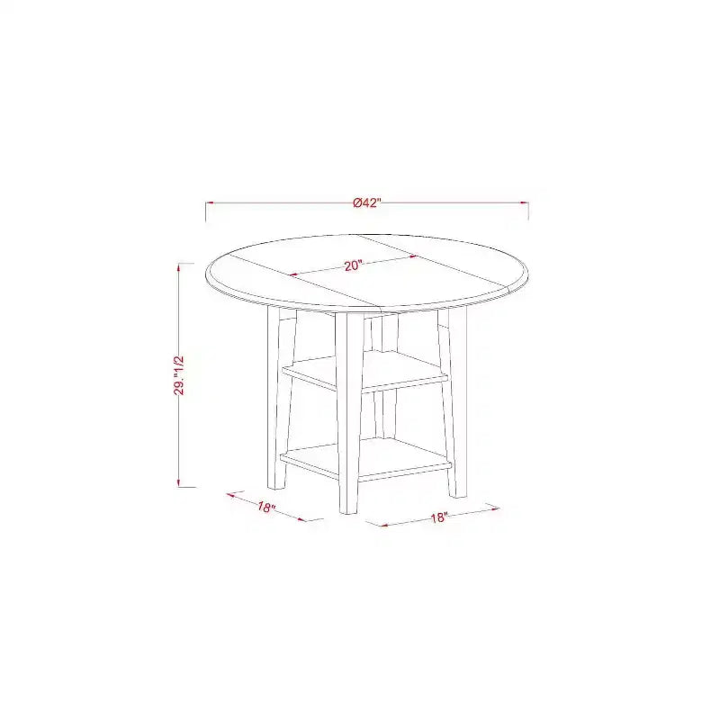 Set da pranzo rotondo con piano in legno massello e finitura bianco lino, con ante a ribalta, 4 posti a sedere