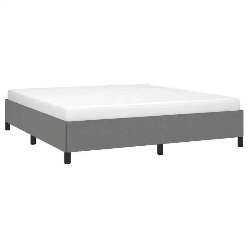 Bed Frame Dark Gray Polyester Fabric, Plywood, Engineered Wood King