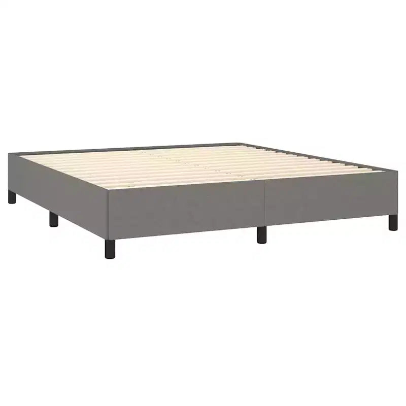 Bed Frame Dark Gray Polyester Fabric, Plywood, Engineered Wood King