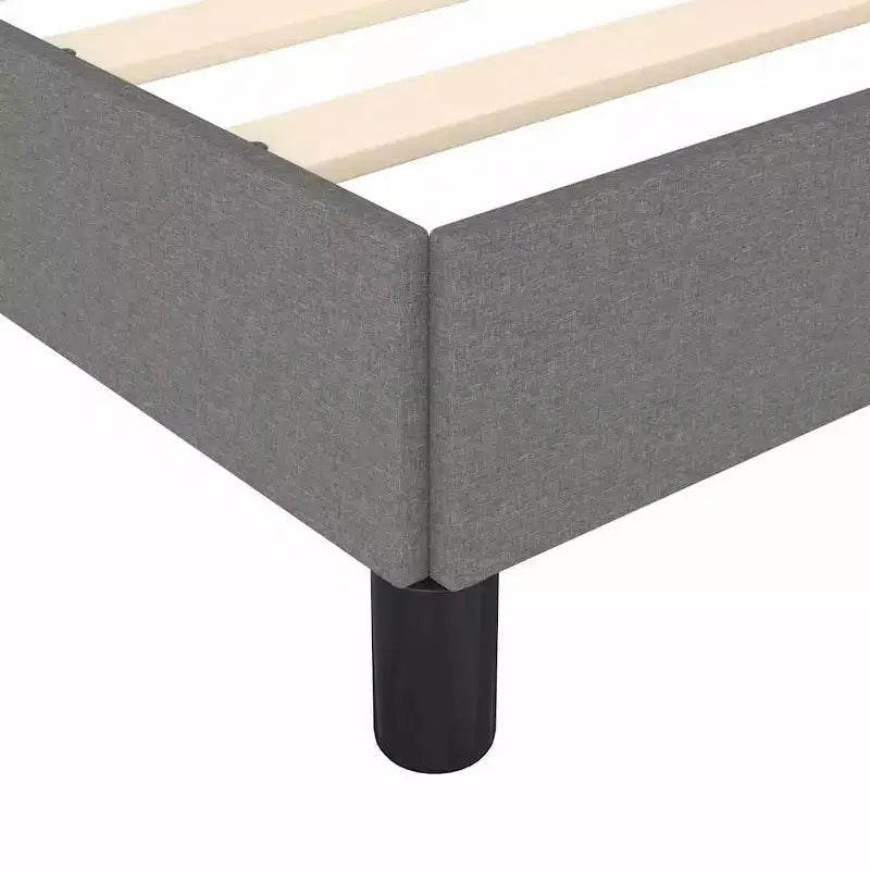 Struttura letto in tessuto di poliestere grigio scuro, compensato, legno composito, King