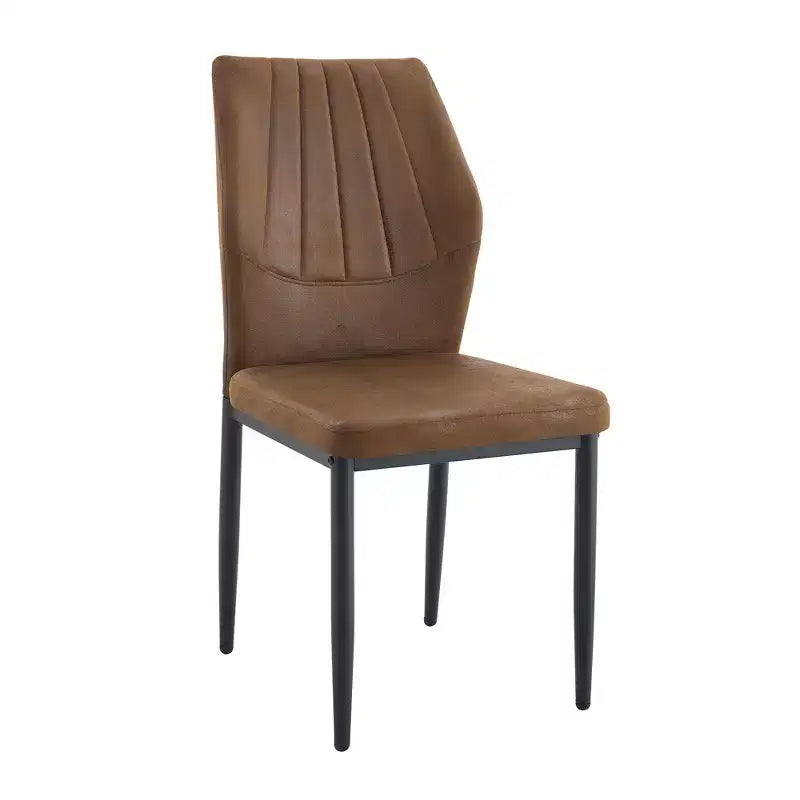Homy Casa Sedie da pranzo moderne in similpelle con gambe in metallo, seduta imbottita, marrone
