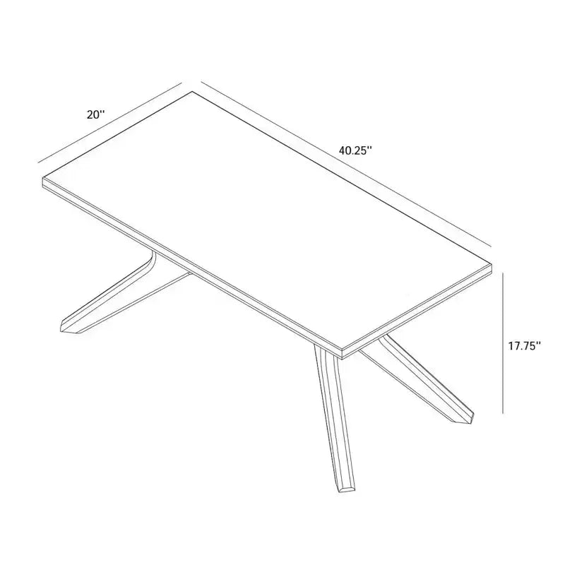 Tavolino da caffè rettangolare con gambe incrociate (40in x 20in / 1020mm x 510mm)