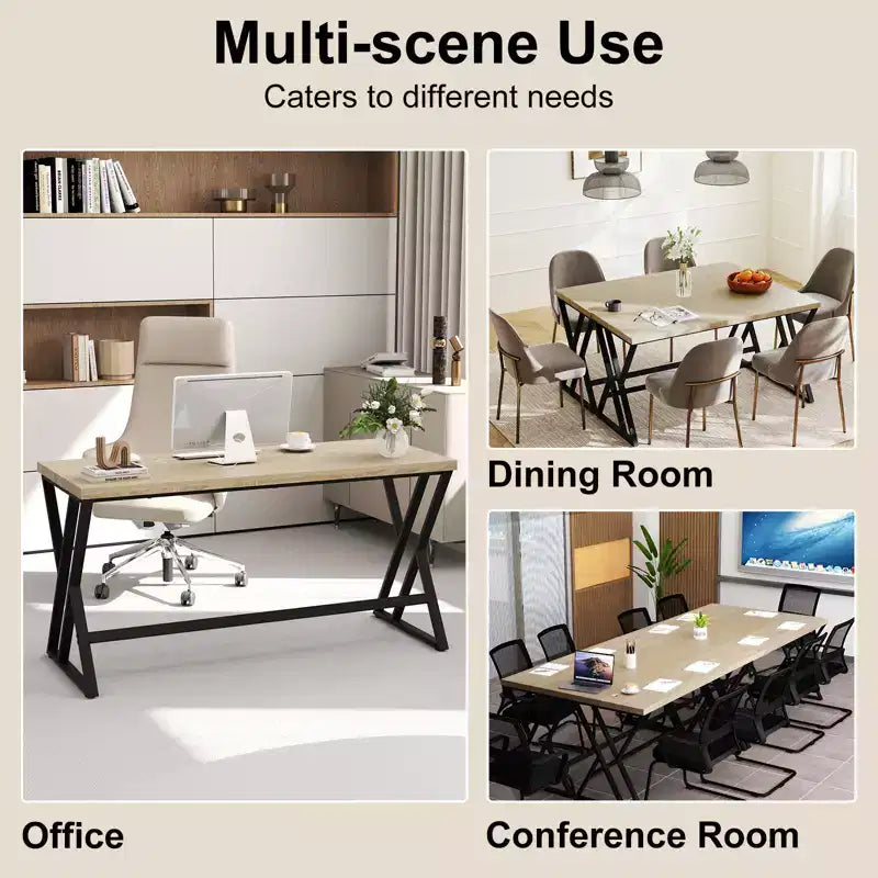 Scrivania da ufficio grande 59" con struttura in metallo resistente, stile industriale
