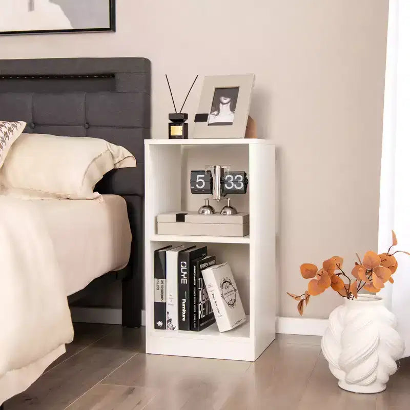 Libreria a 2 ripiani aperta in legno, set organizer per esposizione, cubo porta dischi in vinile