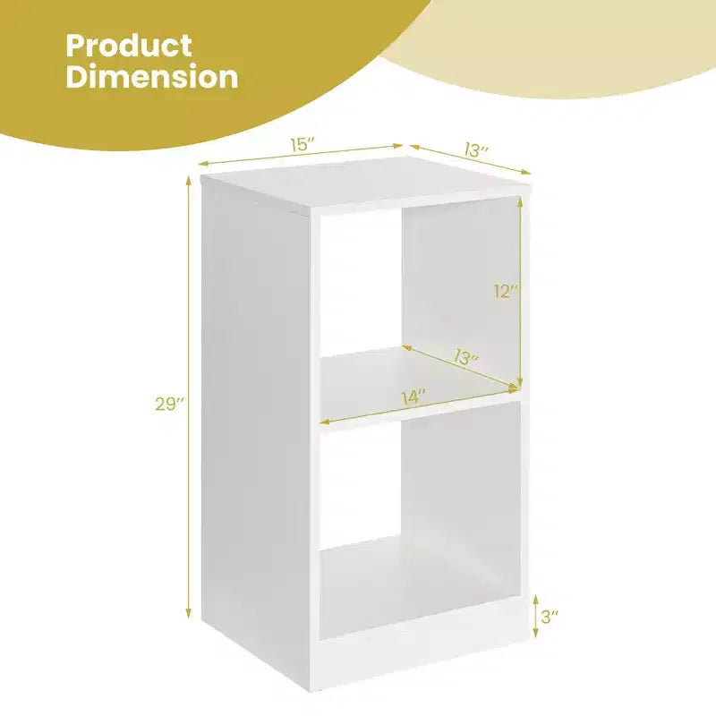 Libreria a 2 ripiani aperta in legno, set organizer per esposizione, cubo porta dischi in vinile