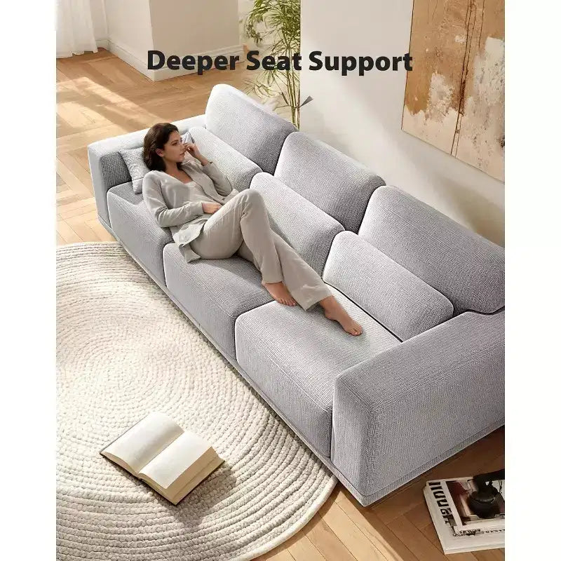 Divano a 3 posti, Divano a 3 posti per Soggiorno, Supporto con Cuscino Imbottito, Fodere Rimovibili e Lavabili, Divani in Cotone-Lino, Grigio