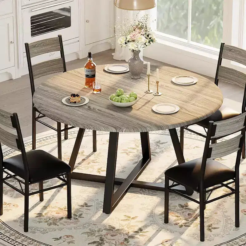 Set da tavolo da pranzo rotondo da 43 pollici per 4, set tavolo da cucina e sedie imbottite, salvaspazio