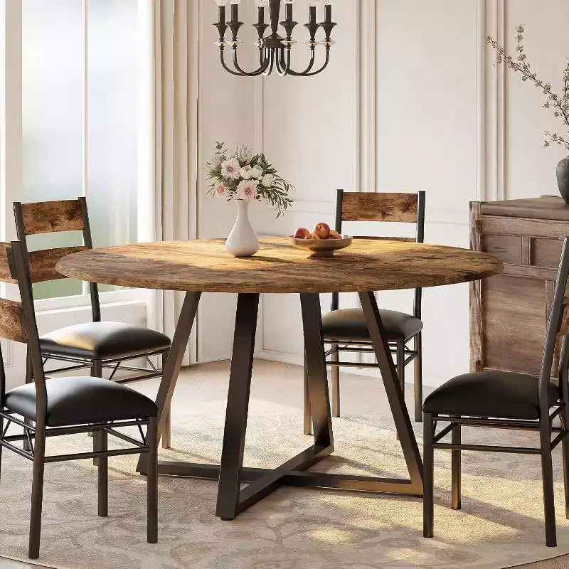Set da tavolo da pranzo rotondo da 43 pollici per 4, set tavolo da cucina e sedie imbottite, salvaspazio