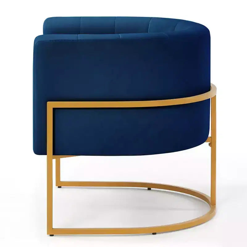 Poltroncina in velluto con cuscino, piedini in metallo dorato, schienale curvo, sedia da trucco imbottita, poltrona relax per casa