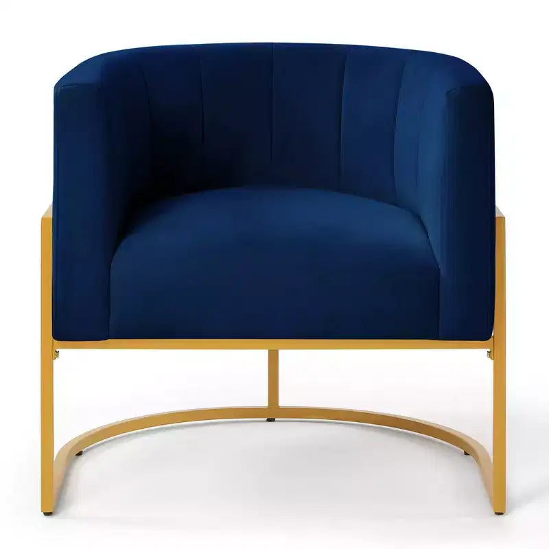 Poltroncina in velluto con cuscino, piedini in metallo dorato, schienale curvo, sedia da trucco imbottita, poltrona relax per casa