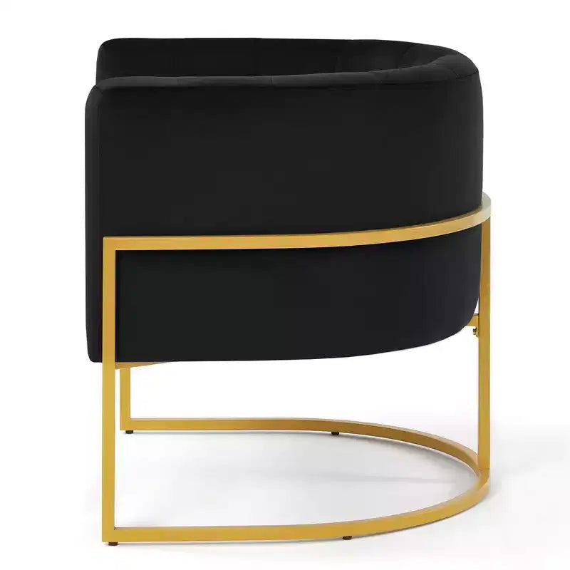 Poltroncina in velluto con cuscino, piedini in metallo dorato, schienale curvo, sedia da trucco imbottita, poltrona relax per casa