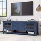 Mobile TV JVNOXK Mid-Century con 2 ante in vetro e 2 cassetti, mobile porta TV minimalista per televisori fino a 60", console robusta per soggiorno e camera da letto