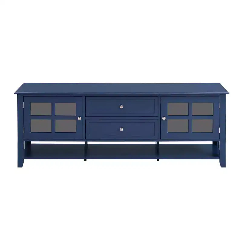 Mobile TV JVNOXK Mid-Century con 2 ante in vetro e 2 cassetti, mobile porta TV minimalista per televisori fino a 60", console robusta per soggiorno e camera da letto