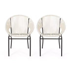 Sedie per mobili da patio, sedie da esterno in rattan con gambe in metallo, sedie da pranzo da patio con schienale intrecciato per cortile, giardino, balcone