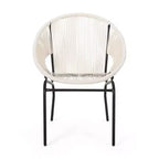 Sedie per mobili da patio, sedie da esterno in rattan con gambe in metallo, sedie da pranzo da patio con schienale intrecciato per cortile, giardino, balcone