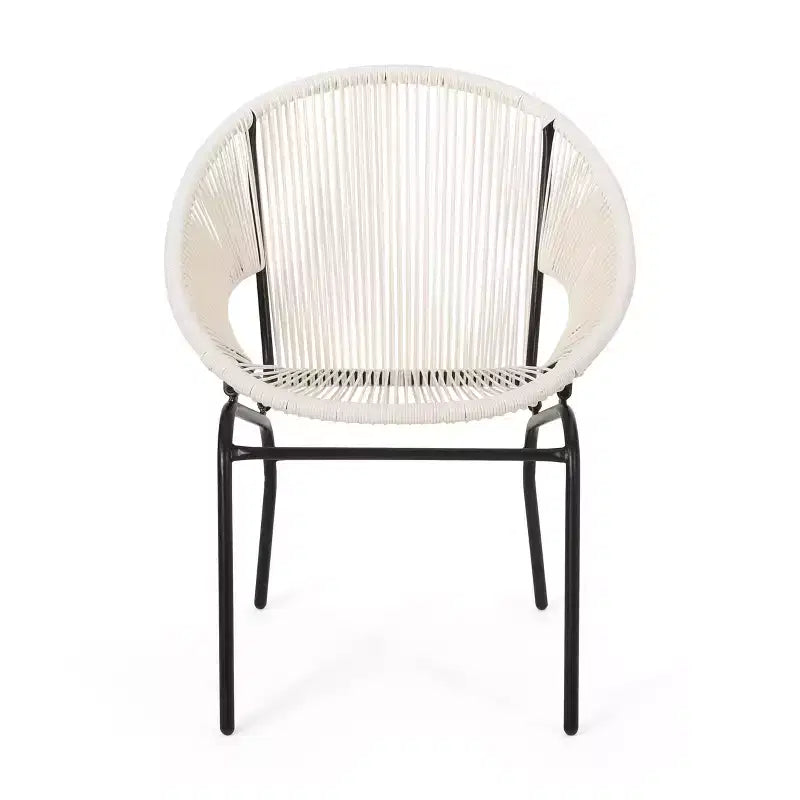 Sedie per mobili da patio, sedie da esterno in rattan con gambe in metallo, sedie da pranzo da patio con schienale intrecciato per cortile, giardino, balcone