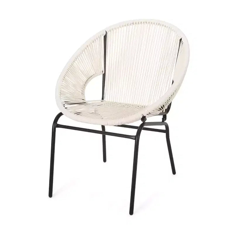 Sedie per mobili da patio, sedie da esterno in rattan con gambe in metallo, sedie da pranzo da patio con schienale intrecciato per cortile, giardino, balcone