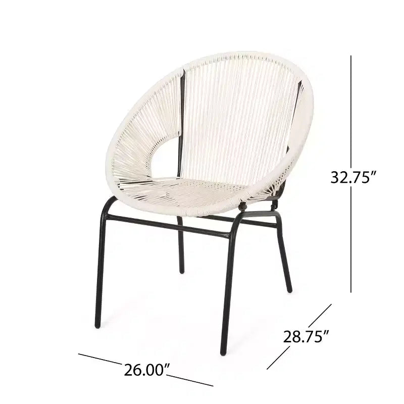 Sedie per mobili da patio, sedie da esterno in rattan con gambe in metallo, sedie da pranzo da patio con schienale intrecciato per cortile, giardino, balcone