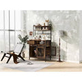 31.5 Inch Dog Crate Furniture with Drawers & Charging Station, Double Door Indoor Kennel with Storage, Rustic Brown